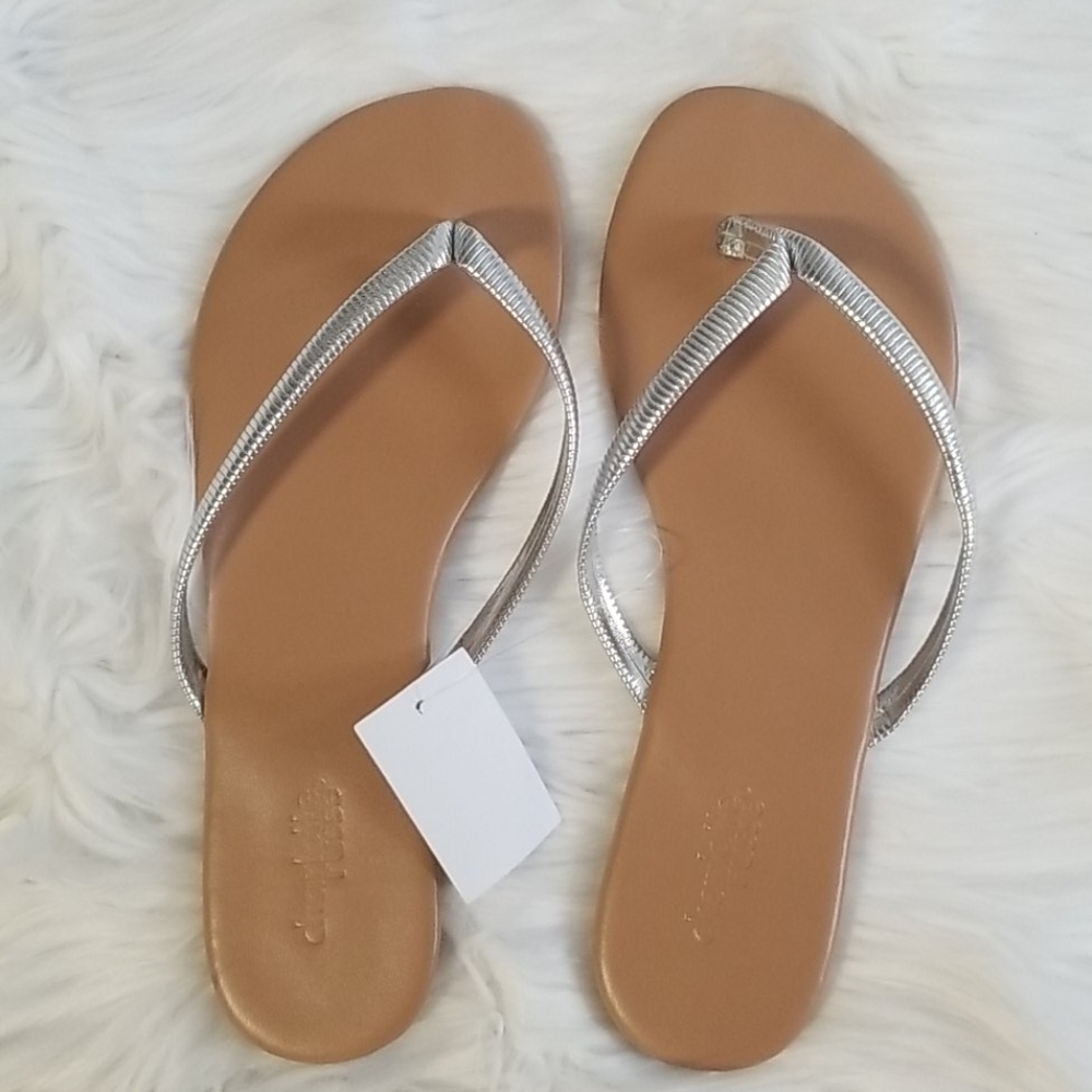 NWT Silver Flat Sandals